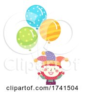 Poster, Art Print Of Kid Clown Costume Balloons Illustration