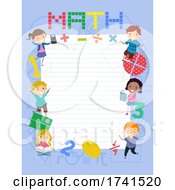 Poster, Art Print Of Stickman Kids Math Paper Frame Illustration