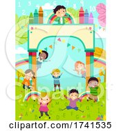 Poster, Art Print Of Stickman Kids Education Nature Arch Illustration