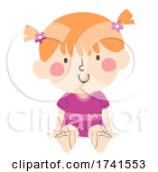 Poster, Art Print Of Kid Girl Position Long Sit Illustration