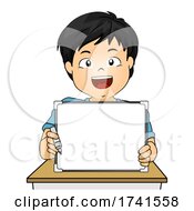 Kid Boy Asian White Board Marker Desk Illustration