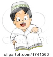 Poster, Art Print Of Kid Boy Muslim Open Book Illustration
