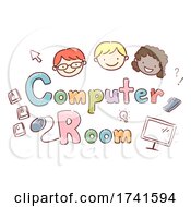 Poster, Art Print Of Stickman Kids School Computer Room Illustration