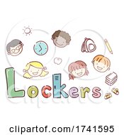 Stickman Kids School Lockers Illustration