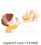 Poster, Art Print Of Kid Boy Give Bottle Recycle Box Illustration