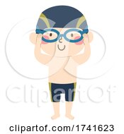Poster, Art Print Of Kid Boy Wear Goggles Swimming Summer Illustration