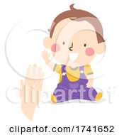 Poster, Art Print Of Kid Toddler Boy Gesture Wave Illustration