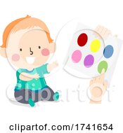 Poster, Art Print Of Kid Toddler Boy Learn Colors Paper Illustration