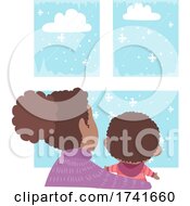 Poster, Art Print Of Kid Toddler Boy Mom Observe Weather Winter