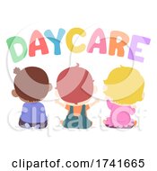 Poster, Art Print Of Kids Toddlers Daycare Back View Illustration