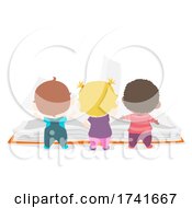 Poster, Art Print Of Kids Toddlers Explore Book Back View Illustration