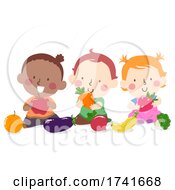 Poster, Art Print Of Kids Toddlers Explore Fruits Vegetables