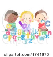Poster, Art Print Of Kids Toddlers Play Alphabet Letters Illustration