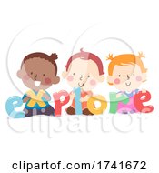 Poster, Art Print Of Kids Toddlers Playing Explore Word Illustration