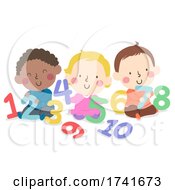 Poster, Art Print Of Kids Toddlers Play Numbers Illustration