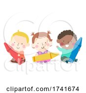 Poster, Art Print Of Kids Toddlers Primary Colors Crayons Illustration