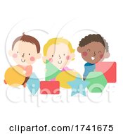 Poster, Art Print Of Kids Toddlers Play Shapes Illustration