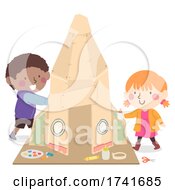 Kids Build Card Board Rocket Supplies Illustration