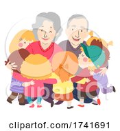Poster, Art Print Of Kids Grand Parents Senior Man Woman Illustration