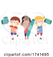 Poster, Art Print Of Kids Hold Pieces Big Pipes Connect Illustration