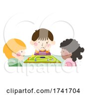 Poster, Art Print Of Kids Playing Board Game Bored Illustration