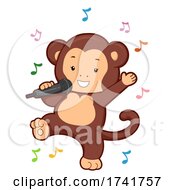 Poster, Art Print Of Monkey Sing Music Notes Illustration