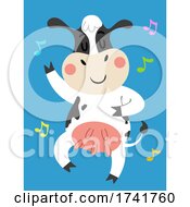 Cow Animal Dance Music Notes Illustration