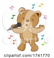 Bear Sing Microphone Illustration