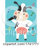 Poster, Art Print Of Cow Animal Sing Microphone Illustration