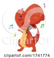 Poster, Art Print Of Dinosaur Singing Microphone Illustration
