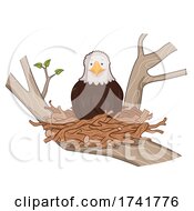 Poster, Art Print Of Bald Eagle Stick Nest Tree Illustration