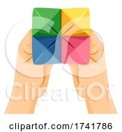 Poster, Art Print Of Hands Fortune Paper Colorful Illustration