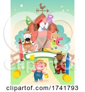 Poster, Art Print Of Preschool Animals Farm Theme Illustration