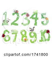Poster, Art Print Of Bugs Leaves Numbers Illustration