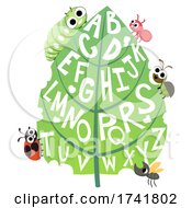 Poster, Art Print Of Bugs Leaf Alphabet Illustration