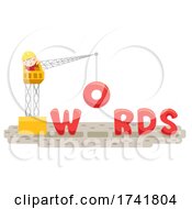 Kid Boy Construction Crane Words Illustration