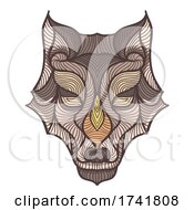 Line Art Wolf Face Illustration