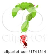 Poster, Art Print Of Mascot Ant Question Mark Leaves Illustration