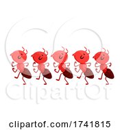 Poster, Art Print Of Mascot Ants Marching Forward Illustration