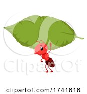 Poster, Art Print Of Mascot Ant Carry Leaf Board Illustration