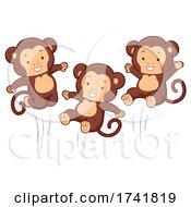 Poster, Art Print Of Monkeys Jumping Happy Illustration
