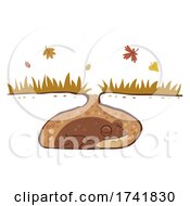 Poster, Art Print Of Frog Hibernation Autumn Illustration