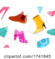 Poster, Art Print Of Girl Shoes Seamless Background Illustration