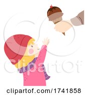 Poster, Art Print Of Kid Girl Get Ice Cream Cone Illustration