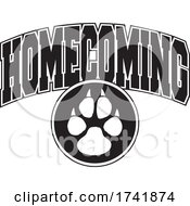 Black And White Paw Print With Homecoming Text