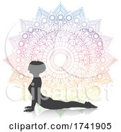 Poster, Art Print Of Female In Yoga Cobra Pose On Mandala Design