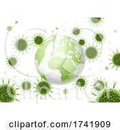 Poster, Art Print Of Abstract Background With World Globe And Virus Cells Design