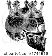 Poster, Art Print Of Skull Human Skeleton King Wearing Royal Crown