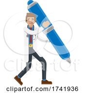 Poster, Art Print Of Doctor Man Holding Pen Mascot Concept