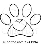 Dog Paw Print With A Heart